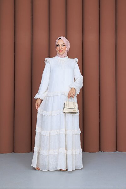 OZELİMMODA Volon Elbise | Krem