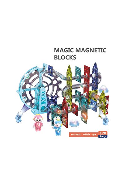 LEARNING FUN Manyetik Oyuncak Manyetik Blok Seti Stem Oyuncak 120 Parça Elekt...