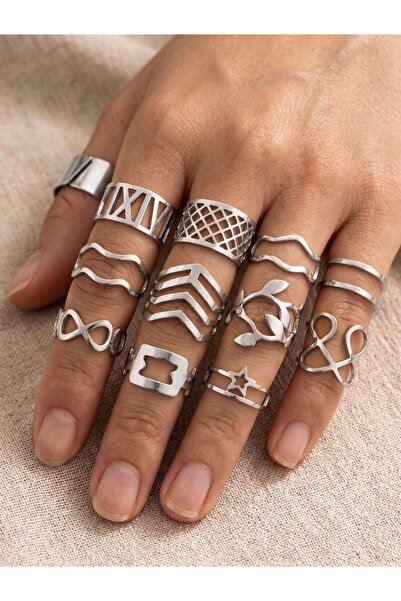 Ervalina Set of 12 Metal Adjustable Rings