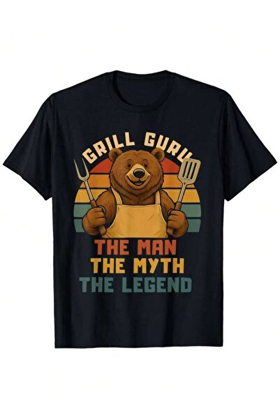 26LIK Bear-Themed Retro Cooking Men's Barbecue Fun Pattern, Casual And Comfor...