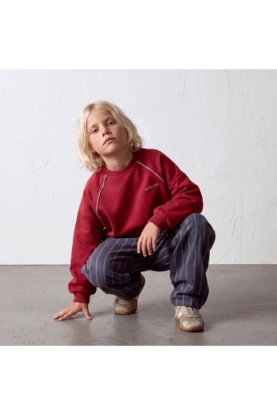 Alvadonna Oversize Front Embroidered Ribbed Boys' Top and Bottom Set
