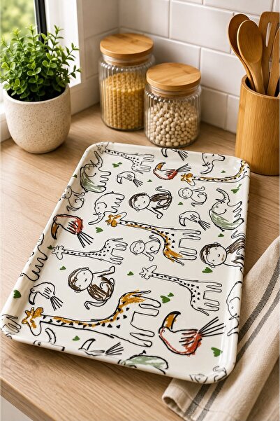 Raneel Kazançlı Alışveriş Patterned Presentation Tray White