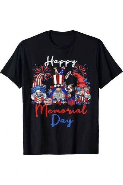 k222 Wishing You Joyful Memorial Day 4Th Of July With Gnome-Themed Women'S T-...