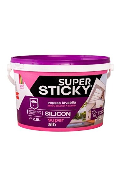 Sticky Vopsea de exterior super lavabilă, Super Aderentă, albă, 2.5 L
