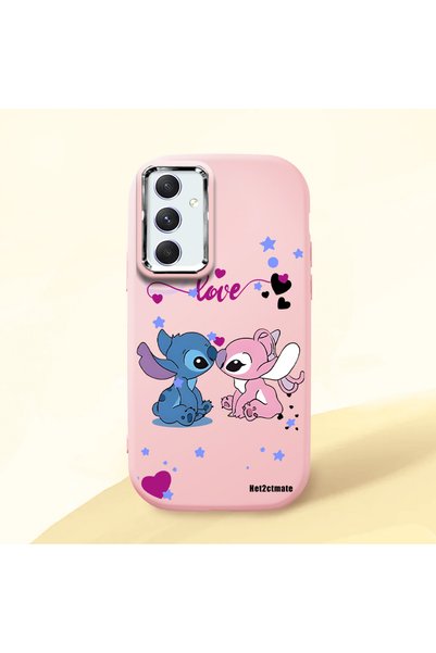 Hontinga Samsung Galaxy A54 Compatible Case Camera Protective Pink Stitch Pat...