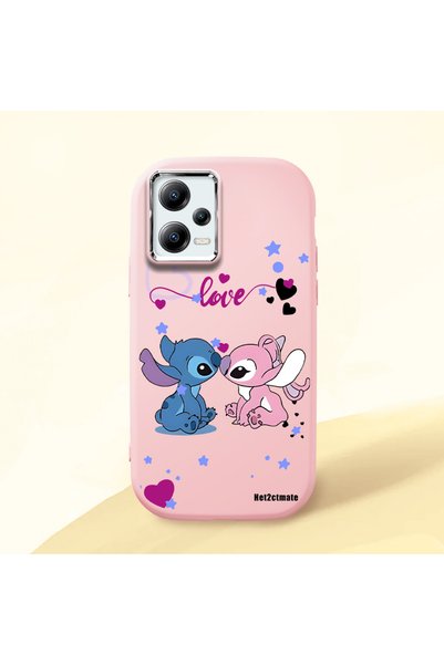 Hontinga Poco X5 5g Compatible Case Camera Protector Pink Stitch Pattern Sili...