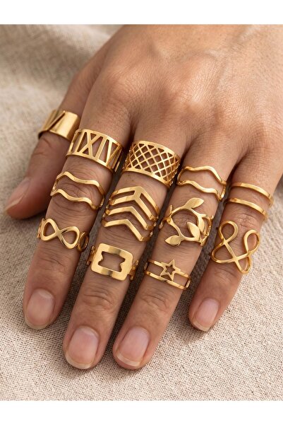 Ervalina Set of 12 Metal Adjustable Rings