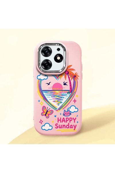 Hontinga Tecno Spark 10 Pro Compatible Case Camera Protective Pink Heart Patt...