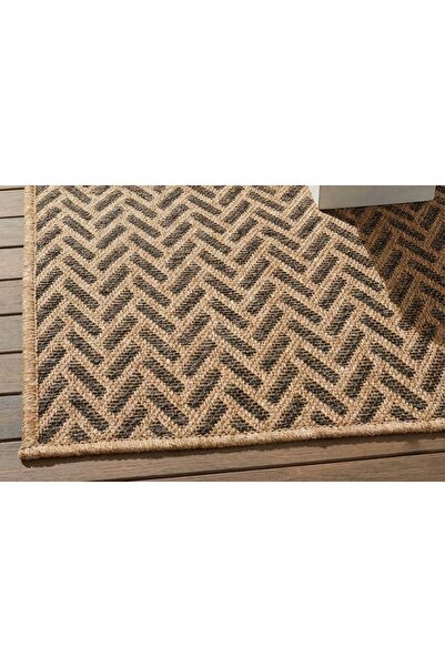 Vivense PERA HALI KAHVE VE SİYAH ZİKZAK SİSAL DOKULU HALI FM01BL 60X90 CM