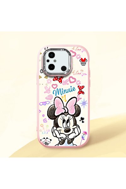 Hontinga Poco C55 Compatible Case Camera Protector Pink Minnie Patterned Sili...