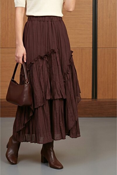 3B Stil Gathered Layered Voile Skirt with Lining