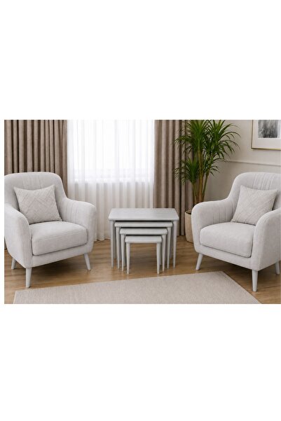 Vivense TUBİHOME BULUT DÖRTLÜ SEHPA TAKIMI, GRİ