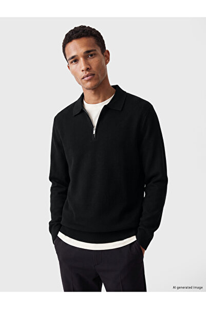 LC Waikiki Rmz Gi̇yi̇m Farkiyla Devrik Roba Collar Men's Knitwear Sweater