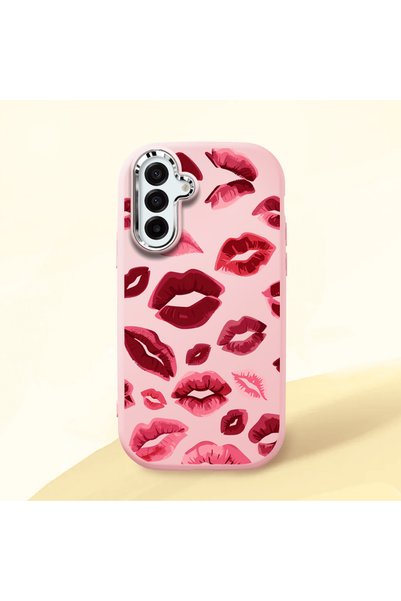 Hontinga Samsung Galaxy A17 Compatible Case Camera Protective Pink Kiss Patte...