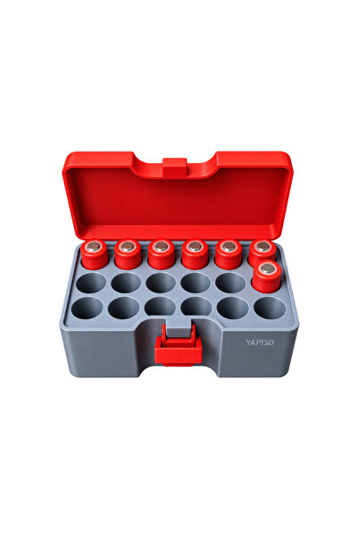Yapı3D 18650 Battery Storage Box – 18650 Pil Saklama Kutusu – Kilitli Pil Düz...