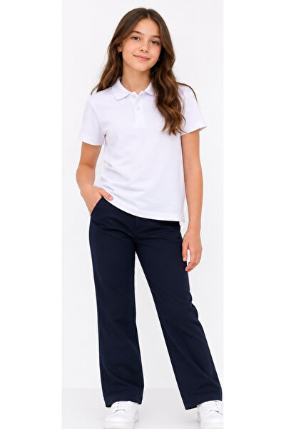 İrem Çocuk Giyim Girls'/Boys' Plain White Polo Collar School T-Shirt Non-Curl...