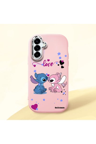 Hontinga Samsung Galaxy A56 Compatible Case Camera Protective Pink Stitch Pat...