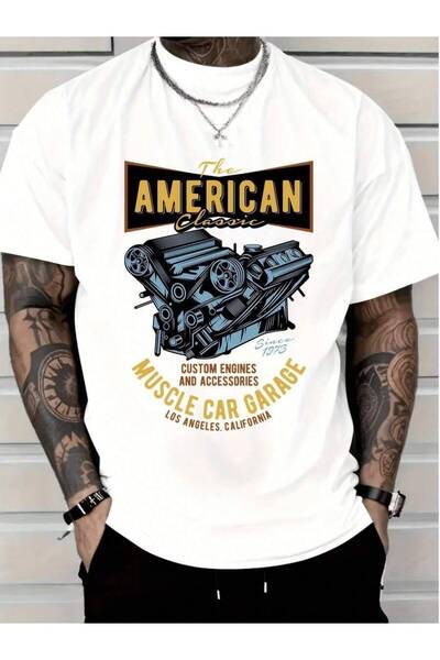 26LIK Classic Muscle Garage 180G Comfortable T-Shirt Gifts For Car Enthusiast...