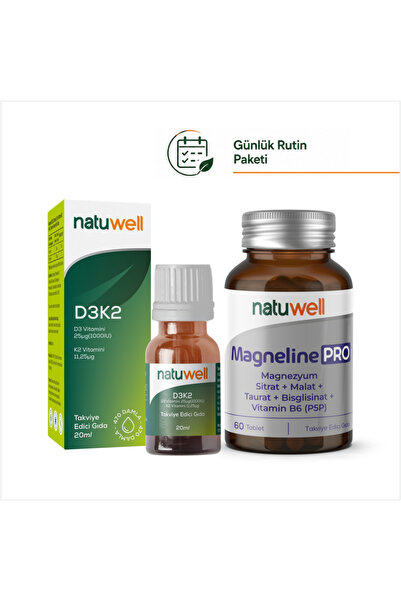 Natuwell Vitamin D3K2 Damla 20 ml ve magneline pro 60 tablet