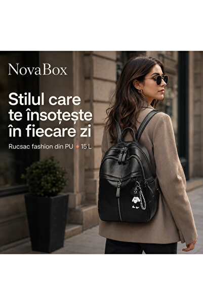 NovaBox Rucsac de damă NB-021, capacitate 15 L, material PU rezistent la apă,...