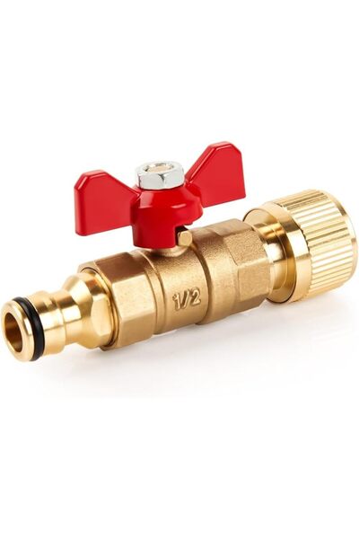 TERRIFI Brass Connector with Control Valve, Quick Disconnect Water Shut Off V...