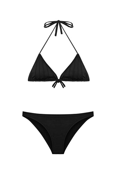 Beauty Omelette Black Draped Triangle Bikini
