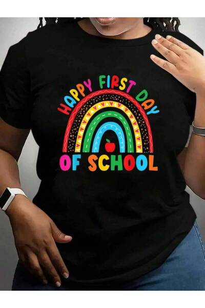 29CUN تي شيرت أسود مطبوع عليه Happy First Day Of Teacher Boys Girls Back To S...