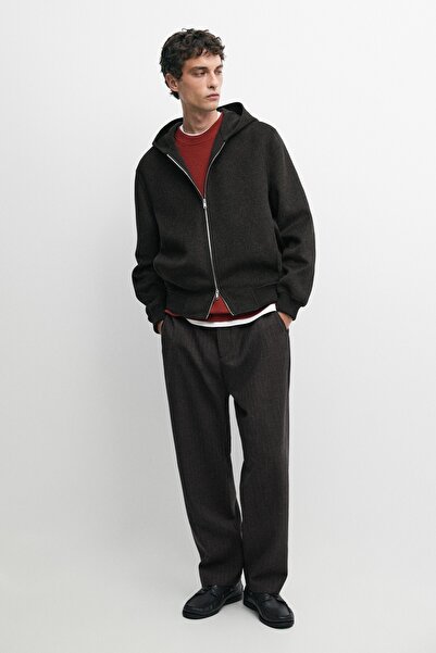 Massimo Dutti %100 yün çizgili relaxed fit pantolon