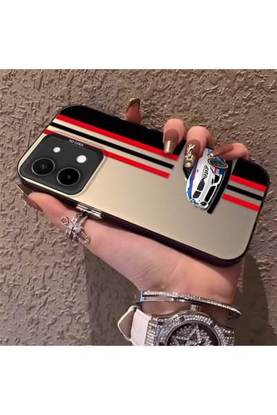 CHICASELUX Vivo Y28 4g Compatible Racing Car Red Black Stripe Pattern Phone C...