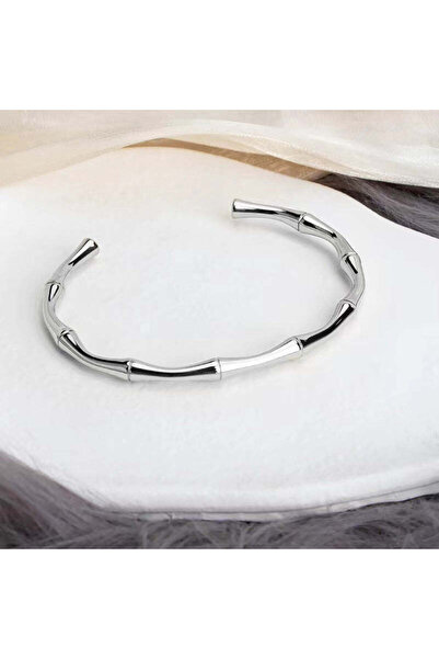 ANGELSS JEWELLERY Bamboo Silver Steel Handcuff Bracelet Bone Bracelet Handcuf...