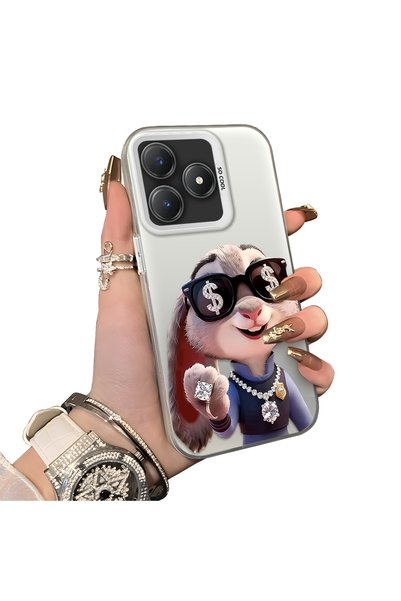 ucuc Realme C63 4G/C61 Compatible Hard Acrylic Back Silicone Edge Lens Protec...