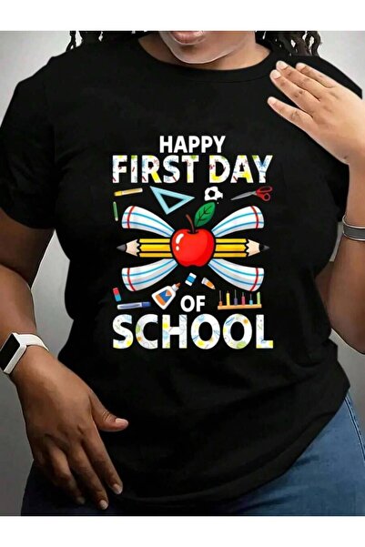 k222 Happy First Day Of Teacher Back To School Black Graphic T Shirts Tee