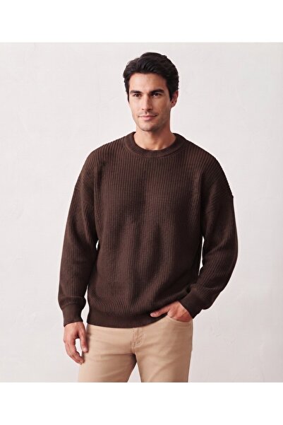 WKM Men's Oversize Crew Neck Knitted Sweater