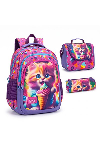 Astral Polo Club School Bag Set Backpack Lunch Bag Pencil Case