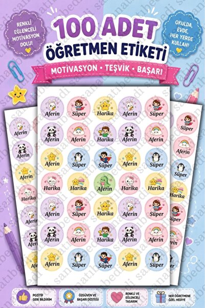 sanatıbedi 100 Pieces of School Stickers for Teachers |   Homework Check |   ...