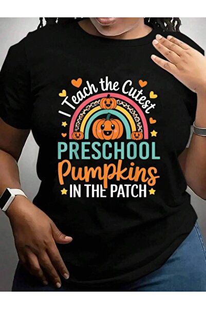 2BIR تي شيرت مطبوع عليه عبارة "I Teach The Cutest Preschool Pumpkin Teacher H...