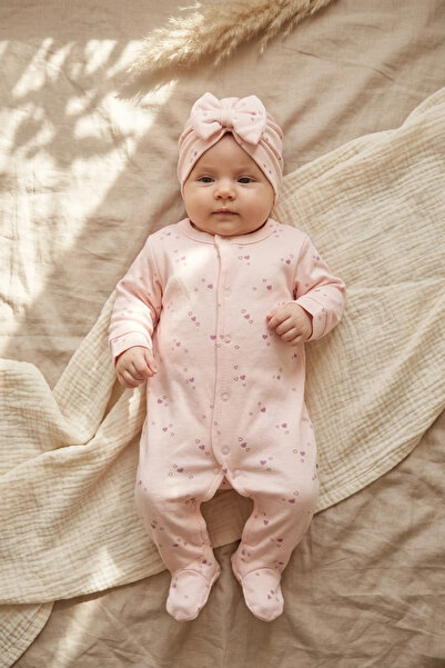 Babydonat Bahar Çiçekleri Detaylı Boneli Kız Bebek Tulumu. Ayaklı % 100 Pamuk...