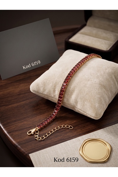 Kahve Zirkon Taşlı Gold Kaplama Su Yolu Kadın Bileklik
