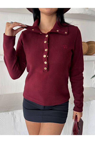 moda paketi Bluză slim fit cu mânecă lungă și închidere cu capse, culoare bur...