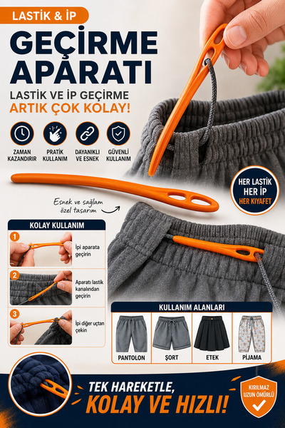 Tor Store Lastik İp Kordon Geçirme Aparatı Eşofman Pantolon Pijama Etek Şort ...
