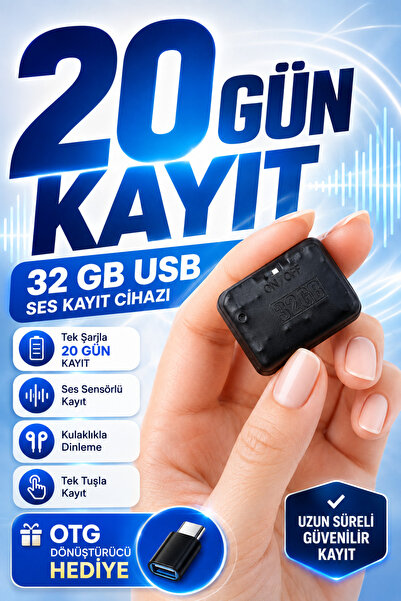 teknospy Ses Kayıt Cihazı Tek Şarjla 20 Gün Kayıt Kulaklıkla Dinleme Sese Duy...