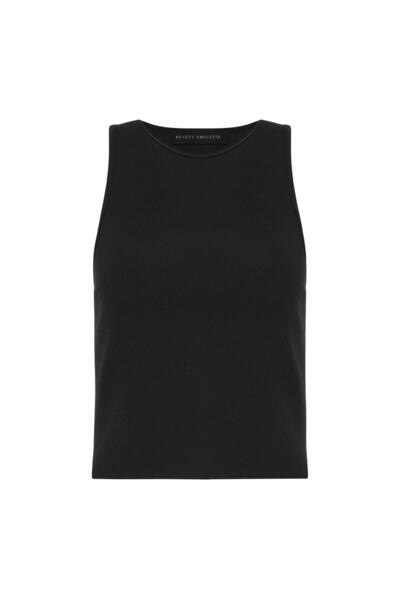 Beauty Omelette Black halter knit tank top