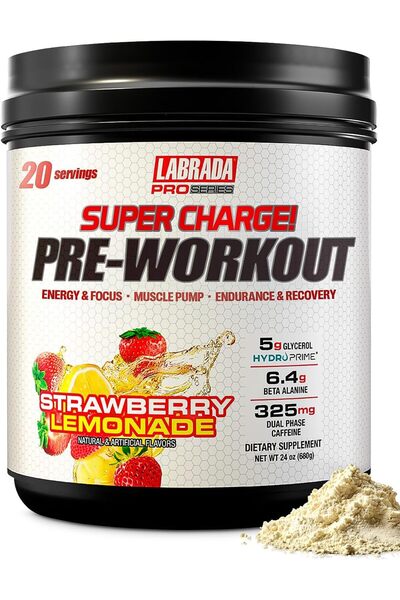 Labrada Pro Series Super Charge Pre-Workout Powder for Men & Women – Strawber...