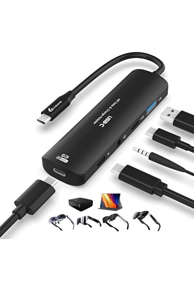 Guermok Germocu 5-in-1 Usb-C Hub Adapter for Ar Glasses, 100W Pd, 4K@60Hz, Us...