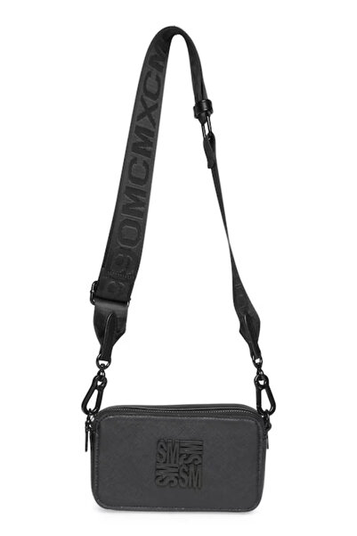 Steve Madden , Brisa monogram synthetic saffiano Leather crossbody bag, Black