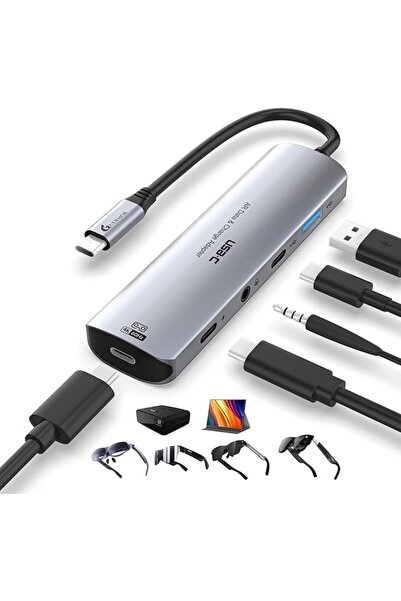 Guermok جيرموك محول USB-C 5 في 1 لنظارات الواقع المعماري، 100 واط PD، 4K@60Hz...