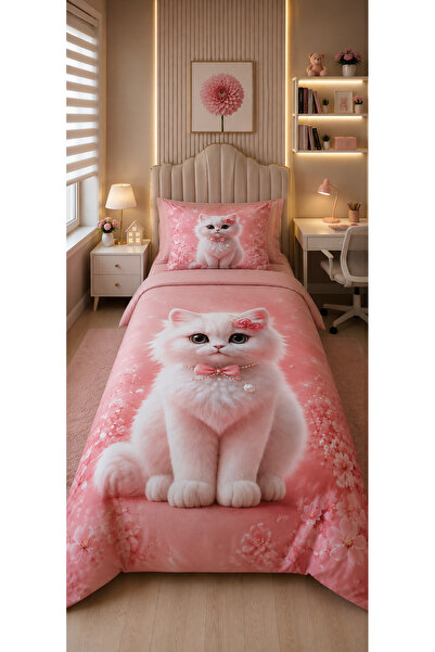 AYBERK HOME TEXTİLE Pudra Princess 5D Digital Printed Cotton Single Duvet Cov...