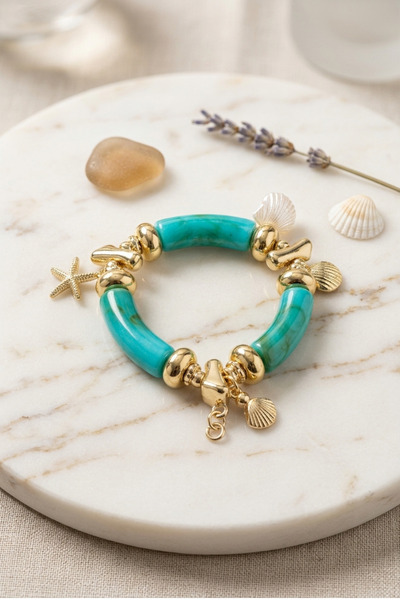 PETEK AKSESUAR Acrylic Design Charm Rubber Bracelet