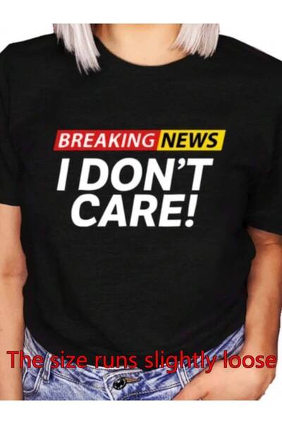 Generic قميص أسود برسومات مضحكة للنساء I Don'Care Harajuku ملابس نسائية تي شيرت