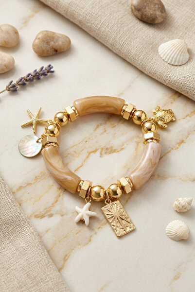 PETEK AKSESUAR Acrylic Design Charm Rubber Bracelet